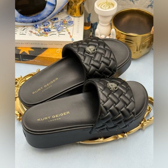 🆕 KURT GEIGER LONDON 🧿 NWOB Meena Eagle Platform Slides Sz EU 41 US 10 - Picture 12 of 16